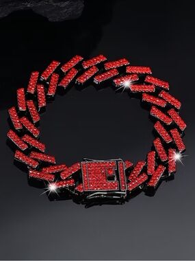 Red Cuban Link Bracelet - Sparkling Statement